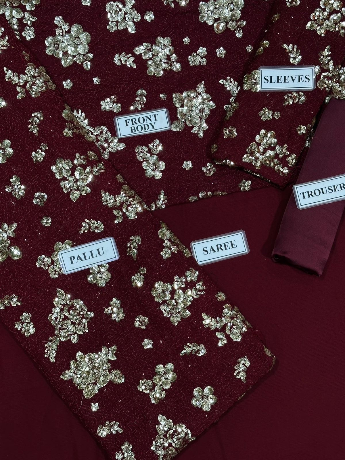 JAZMIN saree chiffon embroidered sequence luxury unstitched 3pc