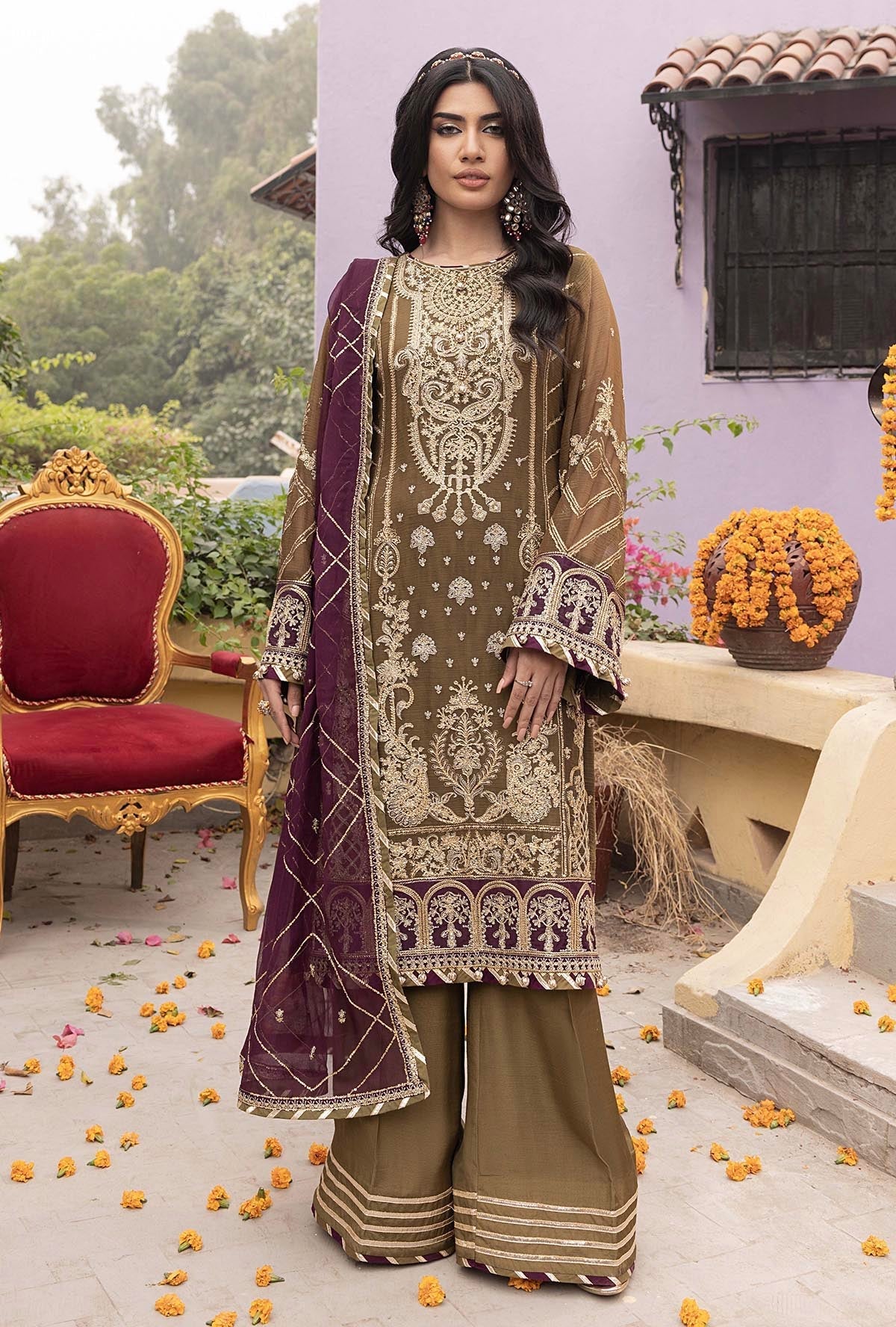 ADAN LIBAS chiffon embroidered sequence luxury unstitched 3pc