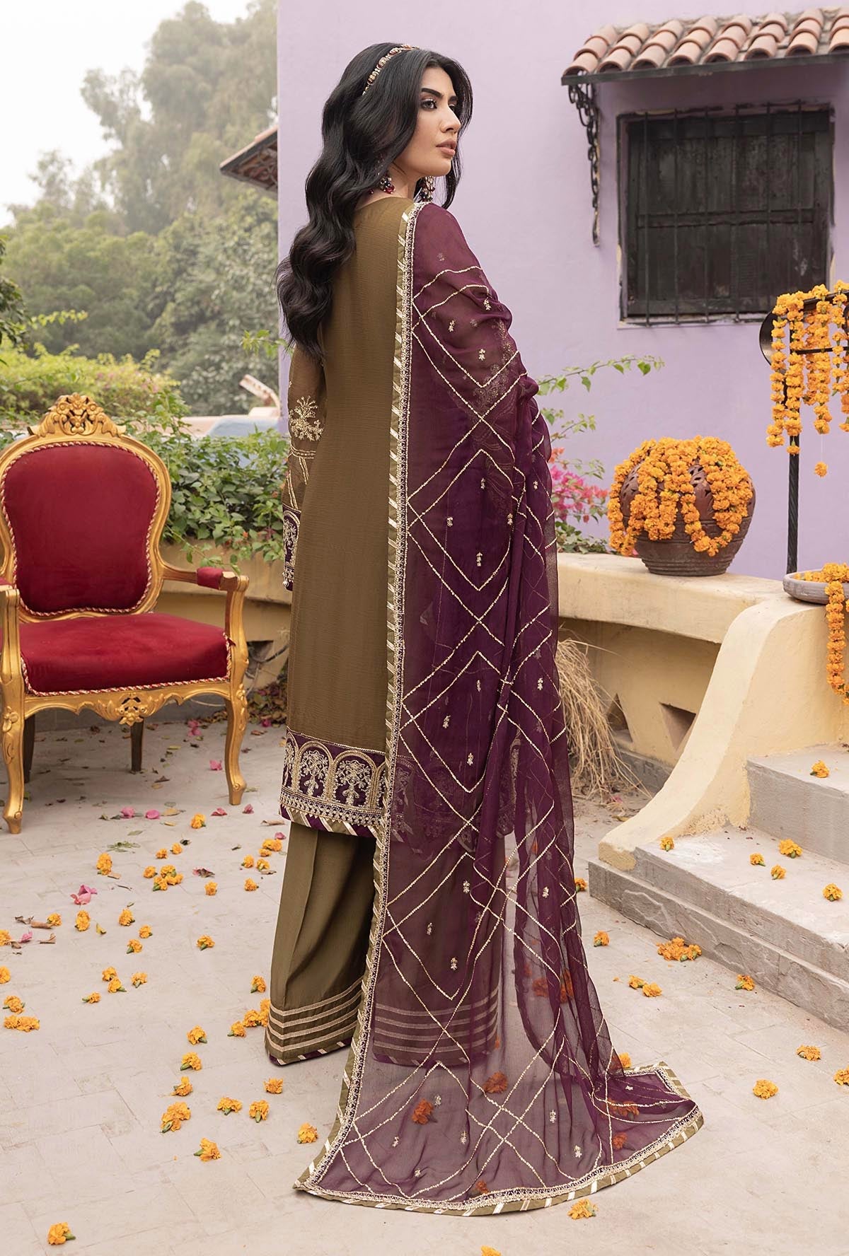 ADAN LIBAS chiffon embroidered sequence luxury unstitched 3pc