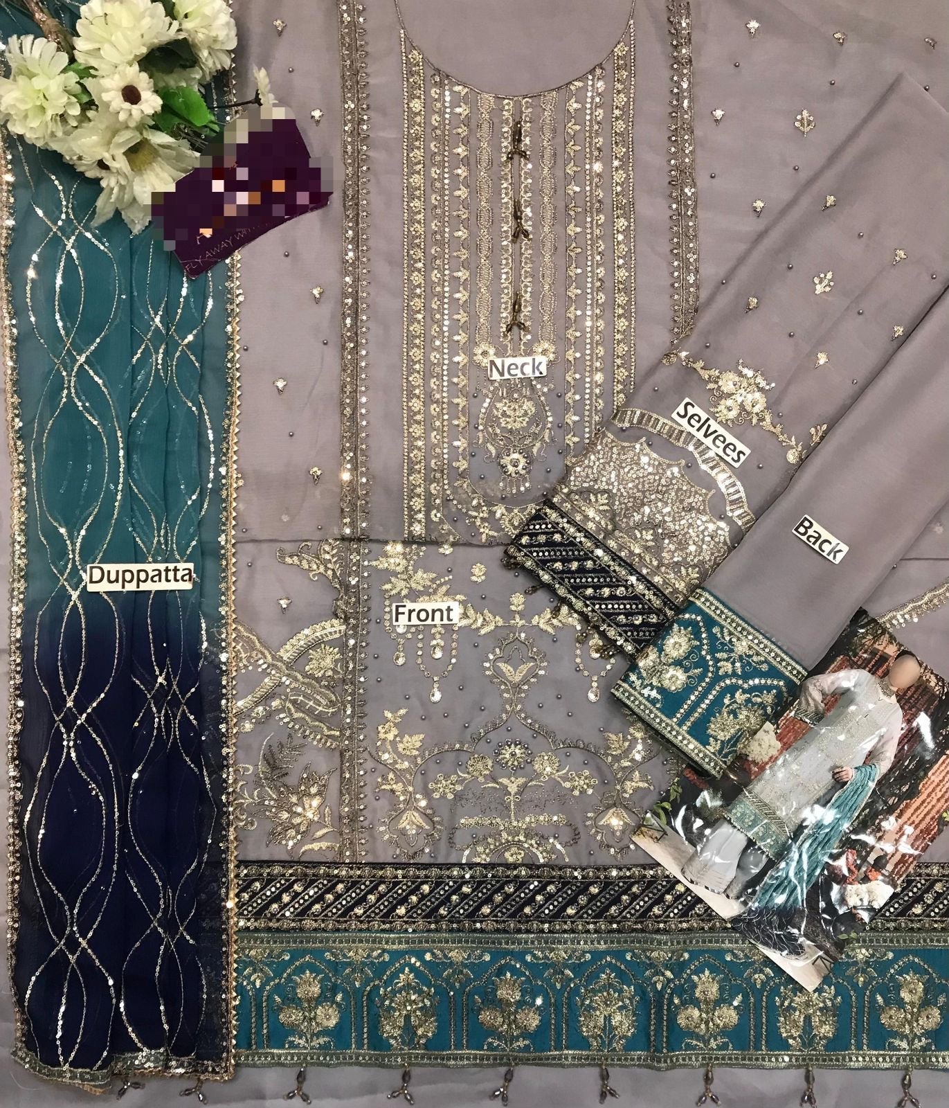 Adan Libas Chiffon Embroidered Unstitched Collection RANG-E-MEHFIL