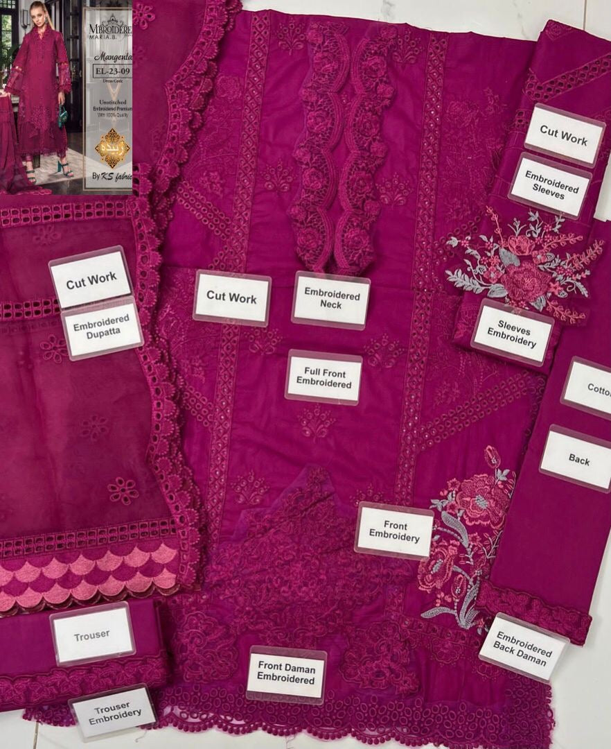 MARIA.B lawn cotton chikankari embroidered luxury unstitched 3pc