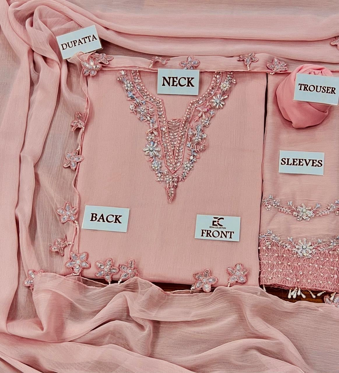 BAROQUE chiffon embroidered luxury unstitced 3pc