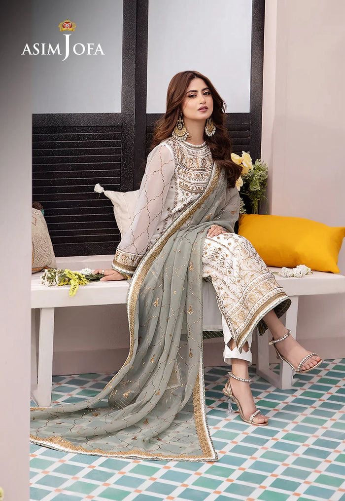 ASIM JOFA chiffon embroidered sequence luxury unstitched 3pc