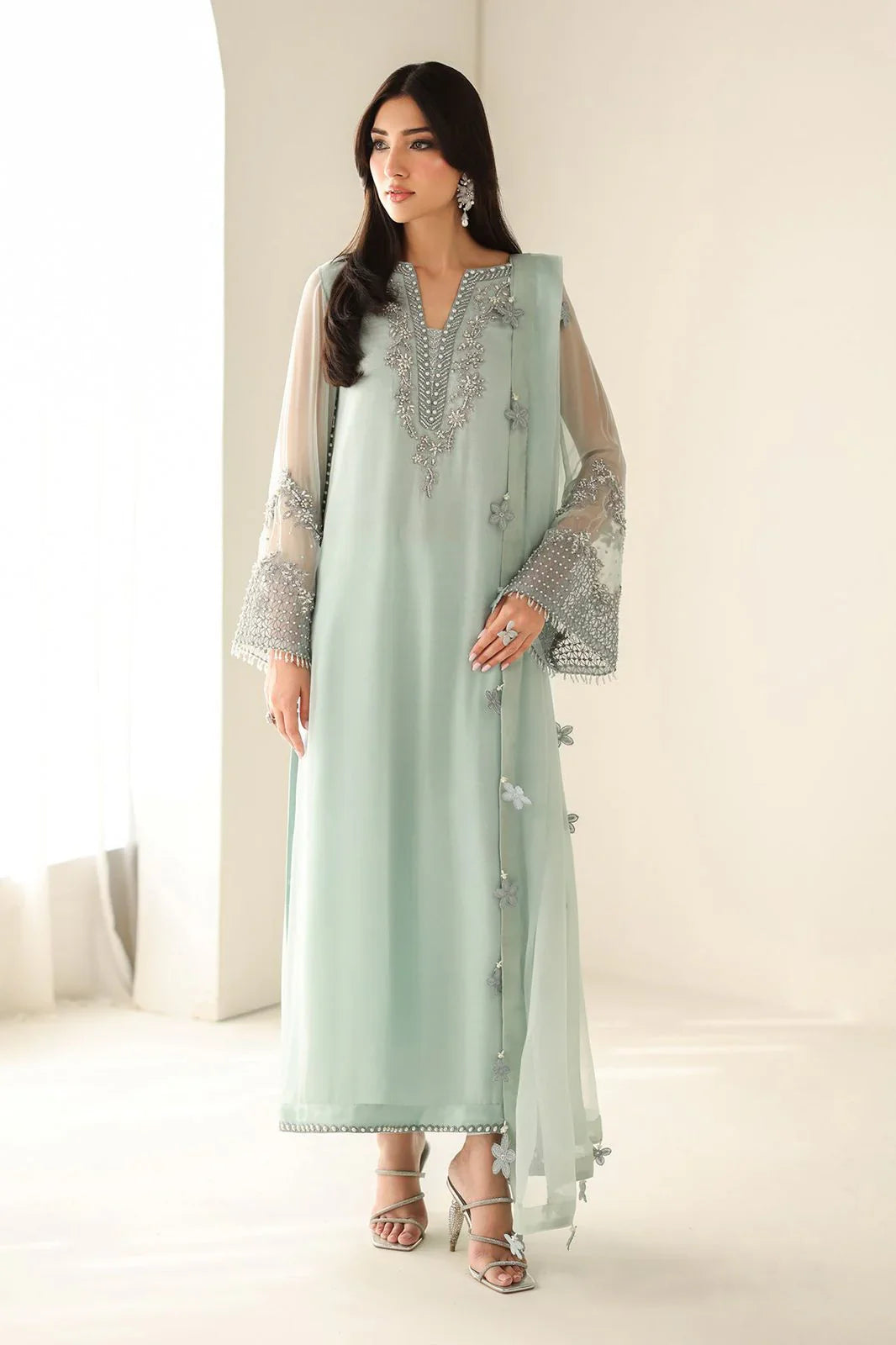 BAROQUE chiffon embroidered luxury unstitced 3pc