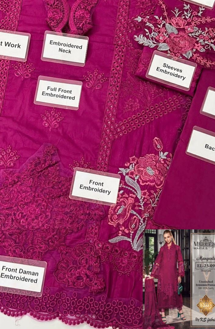 MARIA.B lawn cotton chikankari embroidered luxury unstitched 3pc