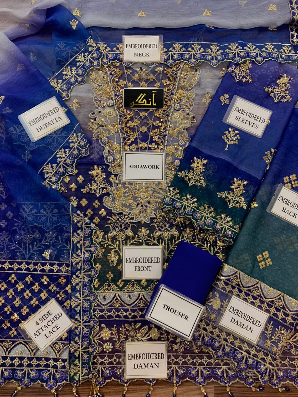 EMAN ADEEL chiffon embroidered hand emblished luxury unstitched 3pc