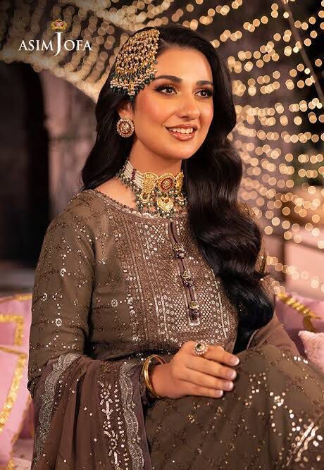 ASIM JOFA chiffon embroidered sequence luxury unstitched 3pc