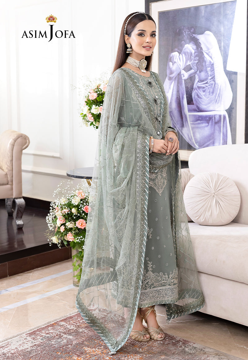 ASIM JOFA chiffon embroidered sequence unstitced 3pc