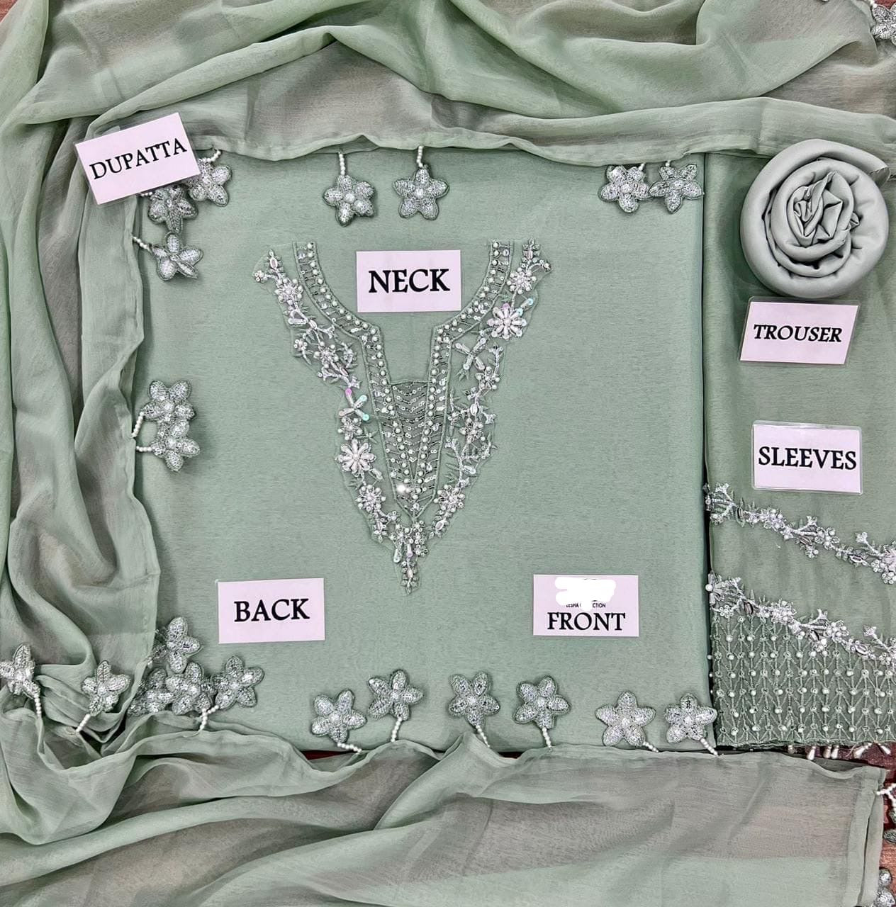 BAROQUE chiffon embroidered luxury unstitced 3pc