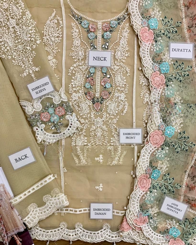 MARIA.B CHIFFON WEDDING EMBROIDERED UNSTITCHED 3pc ✓