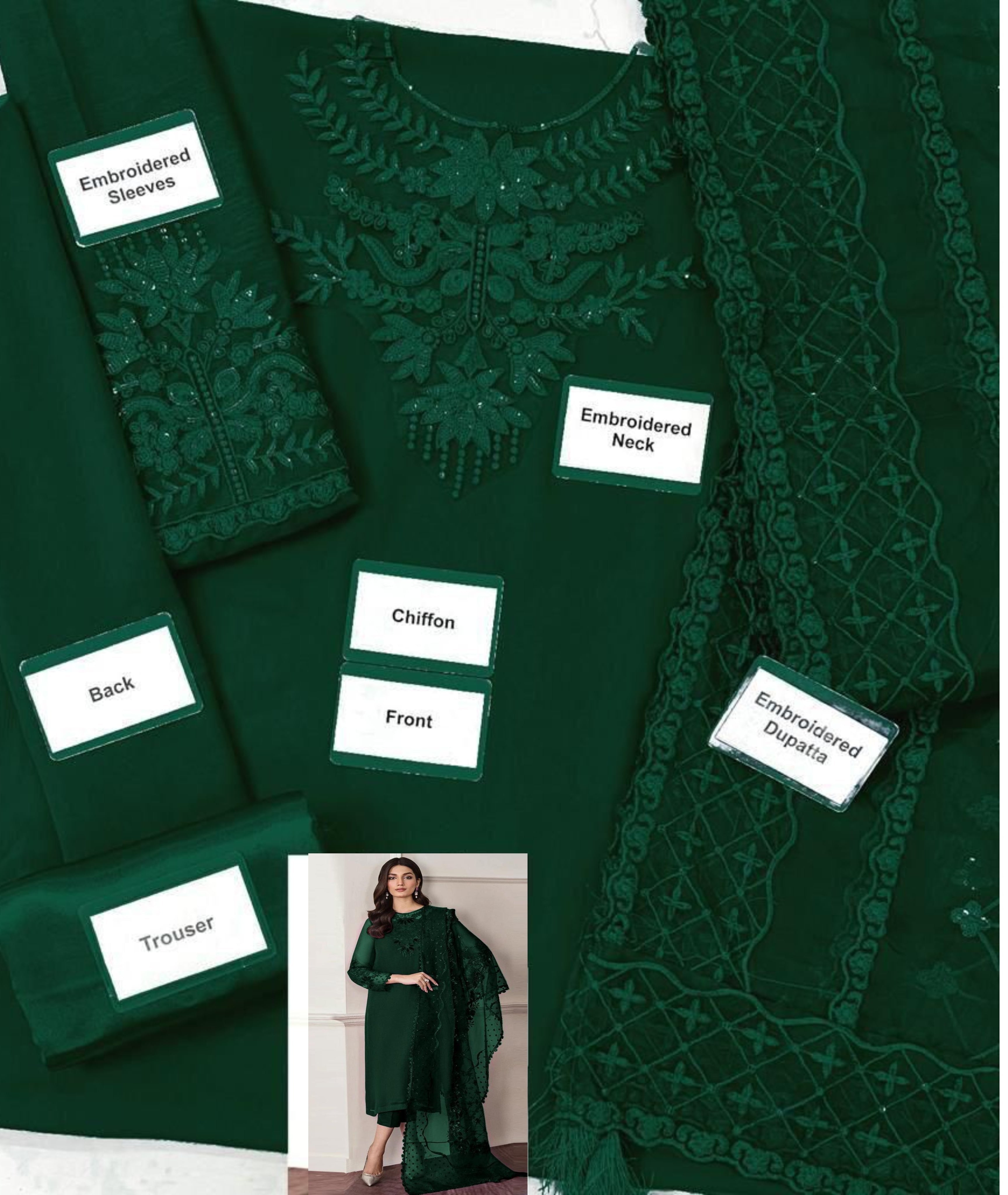 BAROQUE PARTY WEAR CHIFFON UNSTICHED 3PC