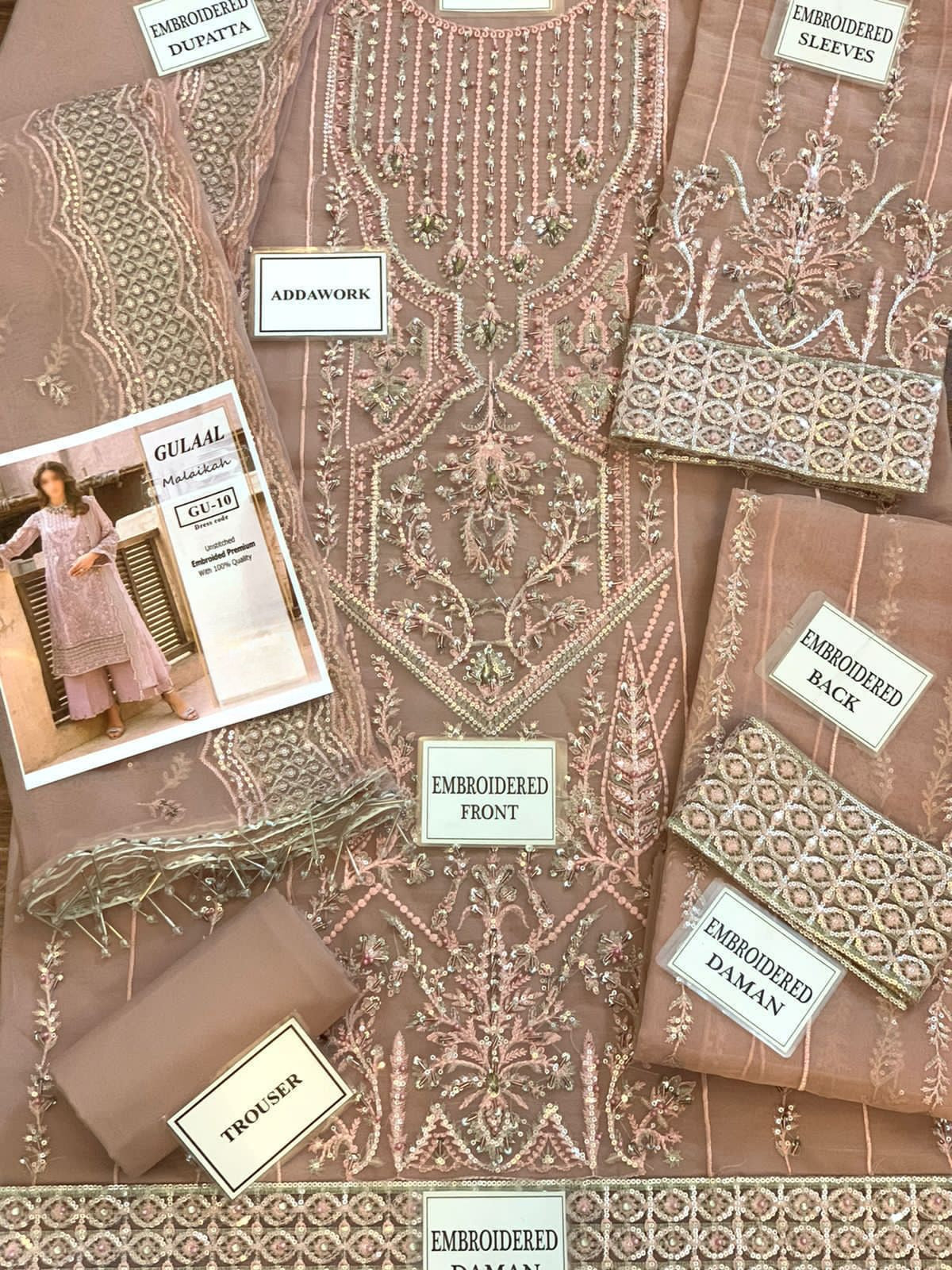 GULAAL ORGANZA EMBROIDERED WEDDING UNSTITCHED 3PC ✓