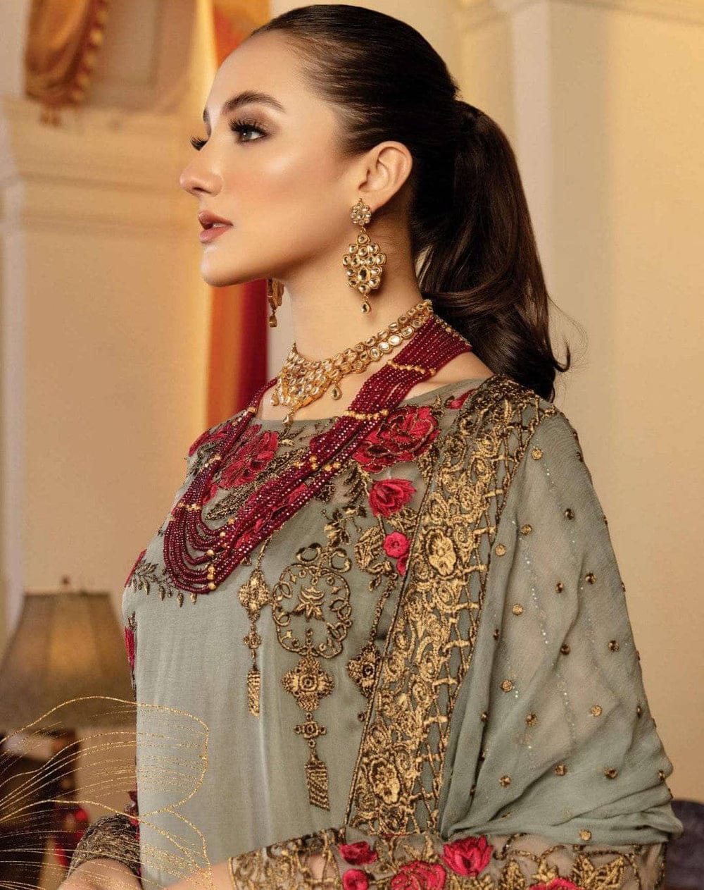 IMROZIA SERENE CHIFFON EMBROIDERED UNSTICHED 3PC