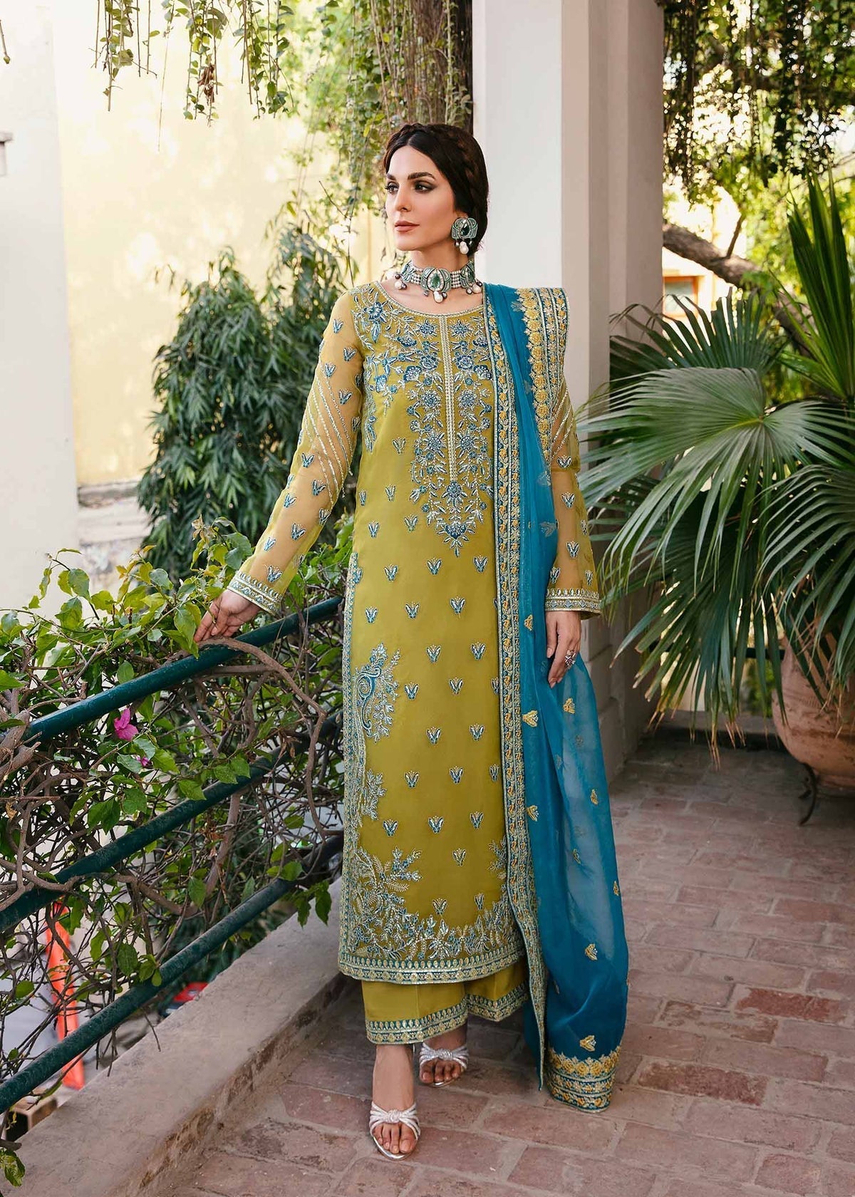 AKBAR ASLAM organza embroidered hand emblished luxury unstitched 3pc