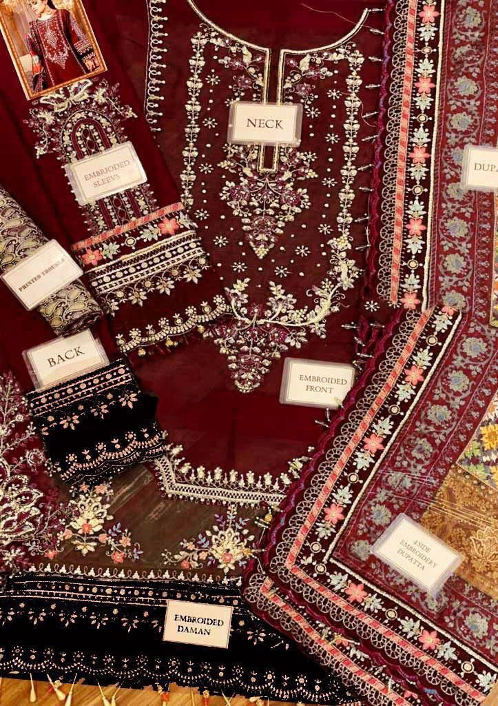 MARIA.B chiffion embroidered hand embellished luxury unstitched 3pc