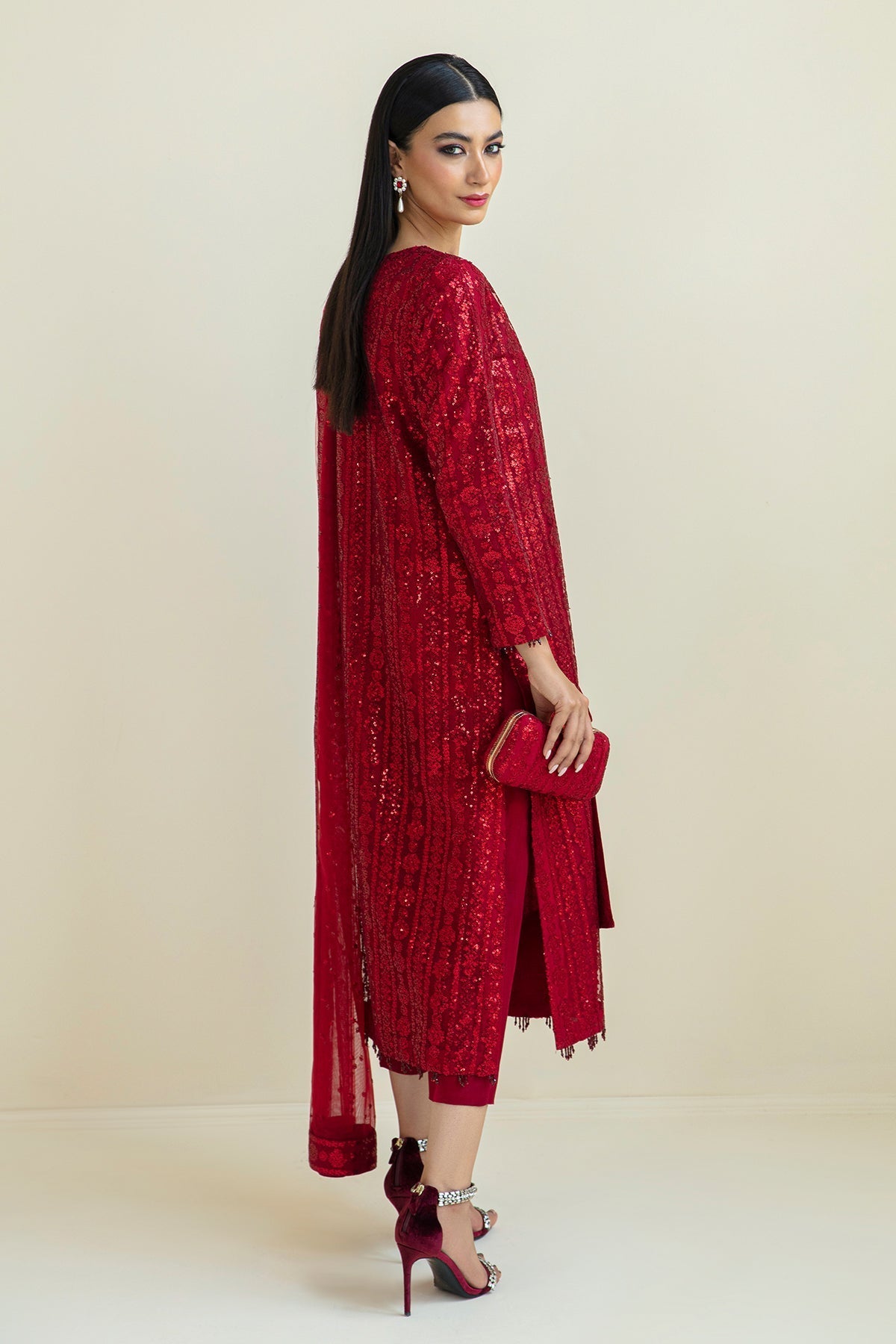 BAROQUE chiffon embroidered sequence unstitched 3pc