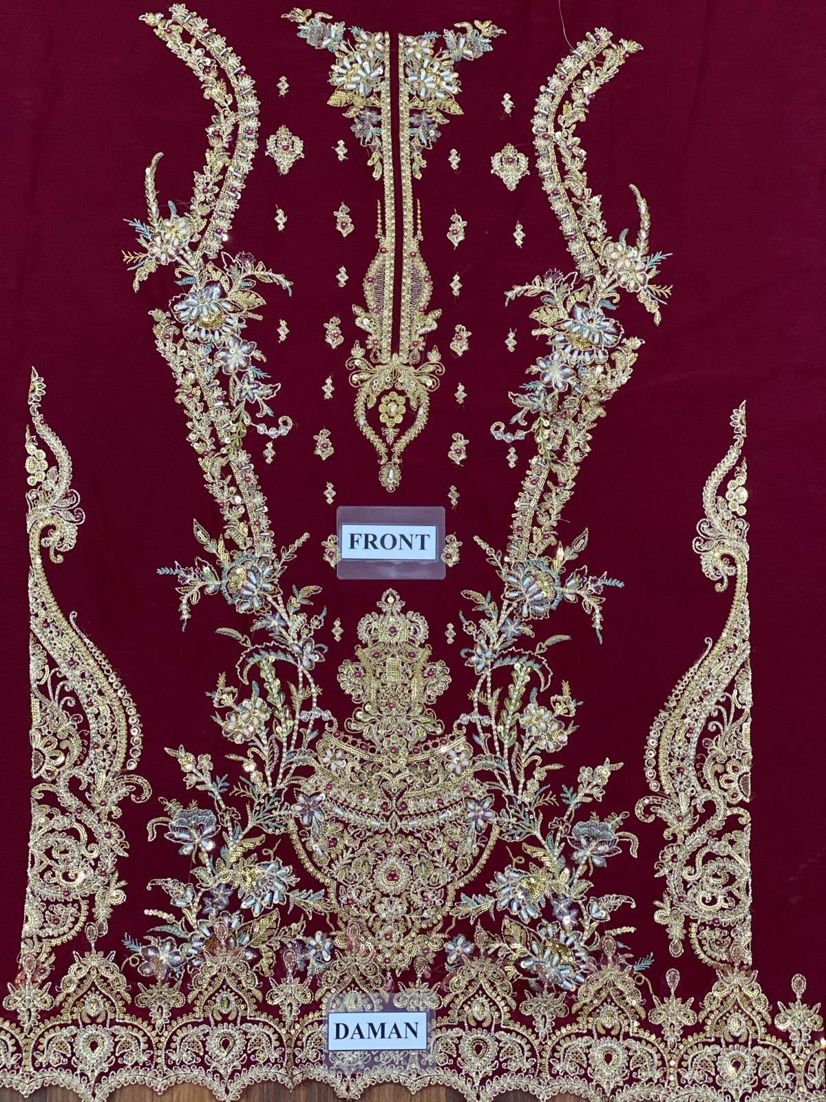 CHARIZMA chiffon viscos thread embroidered hand embellished luxury wedding unstitched 3pc