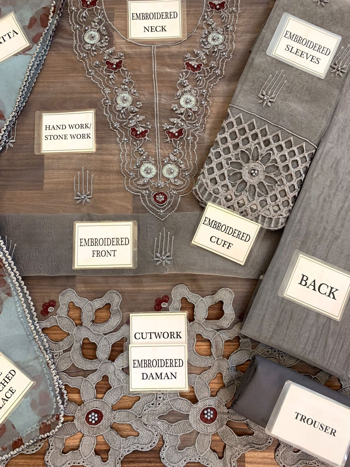 MUSHQ organza embroidered unstitced 3pc