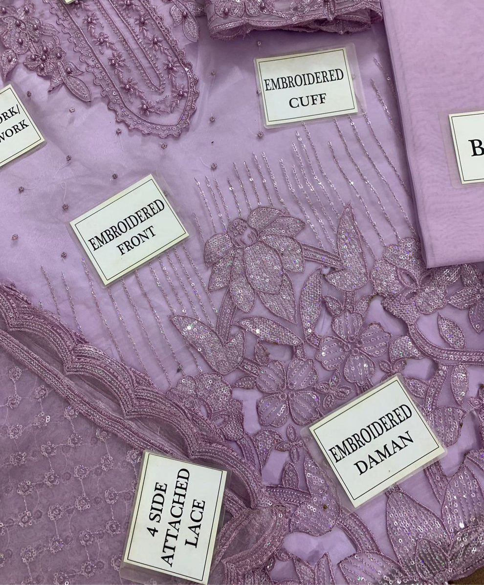 BAROQUE organza embroidered hand embellished luxury unstitched 3pc