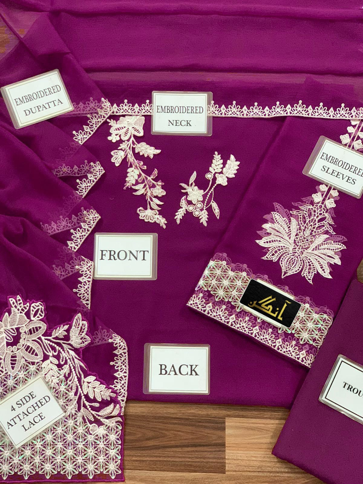 BAROQUE chiffon embroidered sequence unstitched 3pc