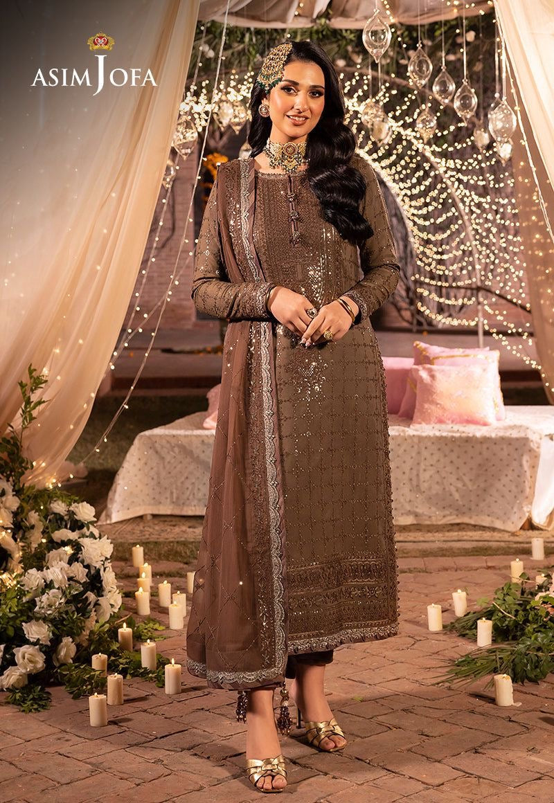 ASIM JOFA chiffon embroidered sequence luxury unstitched 3pc