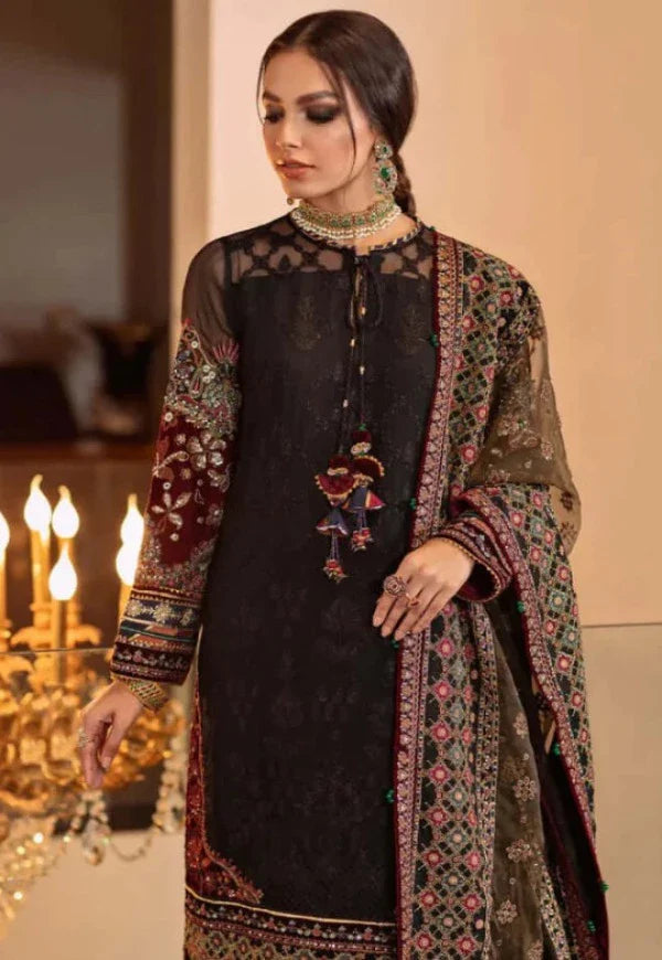 BAROQUE ORANZA TISSUE EMBROIDERED LUXURY WEDDING UNSTICHED 3pc