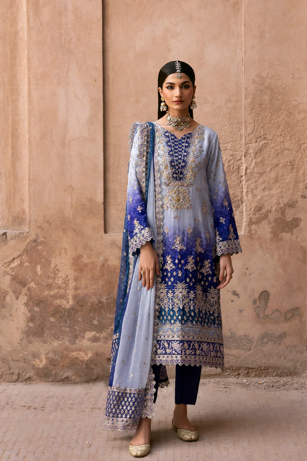 EMAN ADEEL chiffon embroidered hand emblished luxury unstitched 3pc
