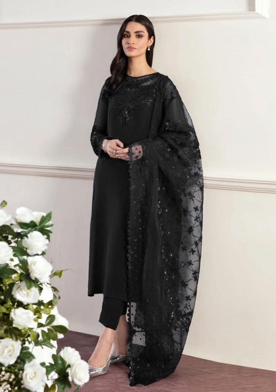 BAROQUE chiffon embroidered sequence unstitced 3pc