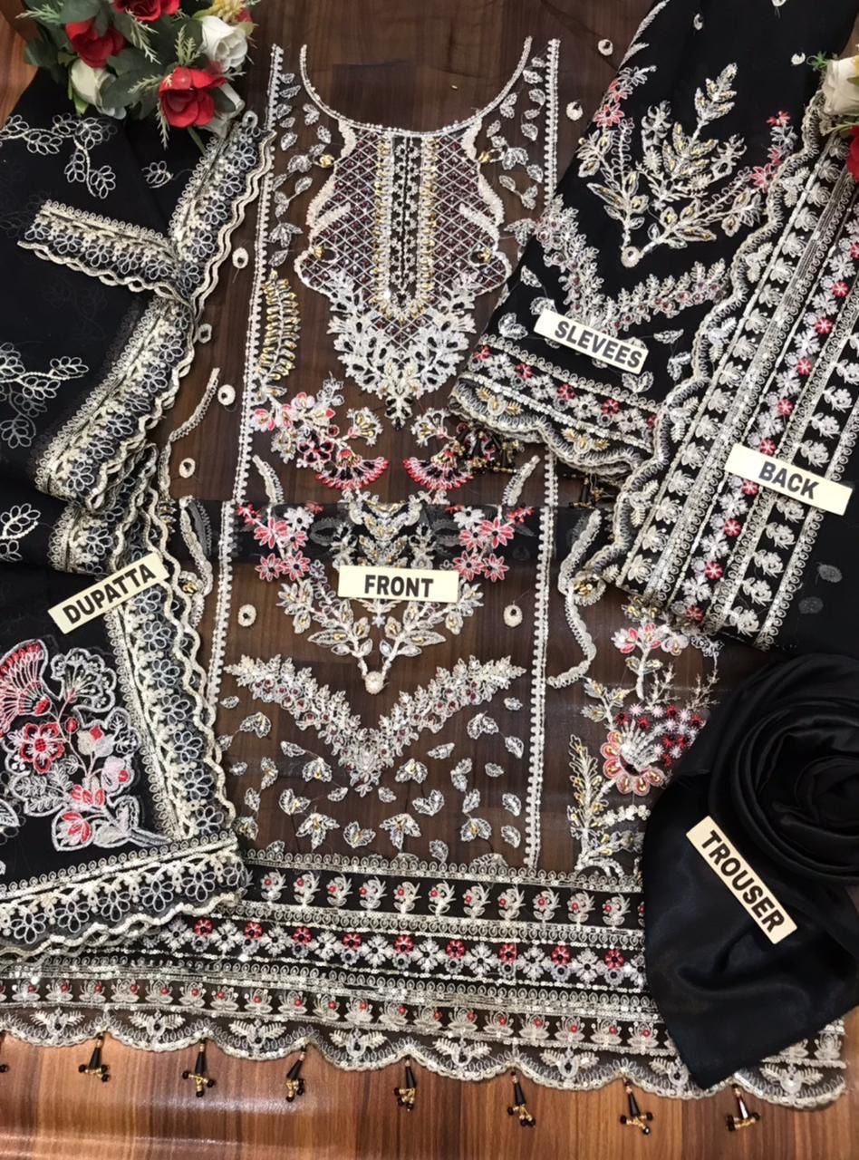 GULAAL organza embroidered hand embellished copper zari luxury unstitched 3pc✓