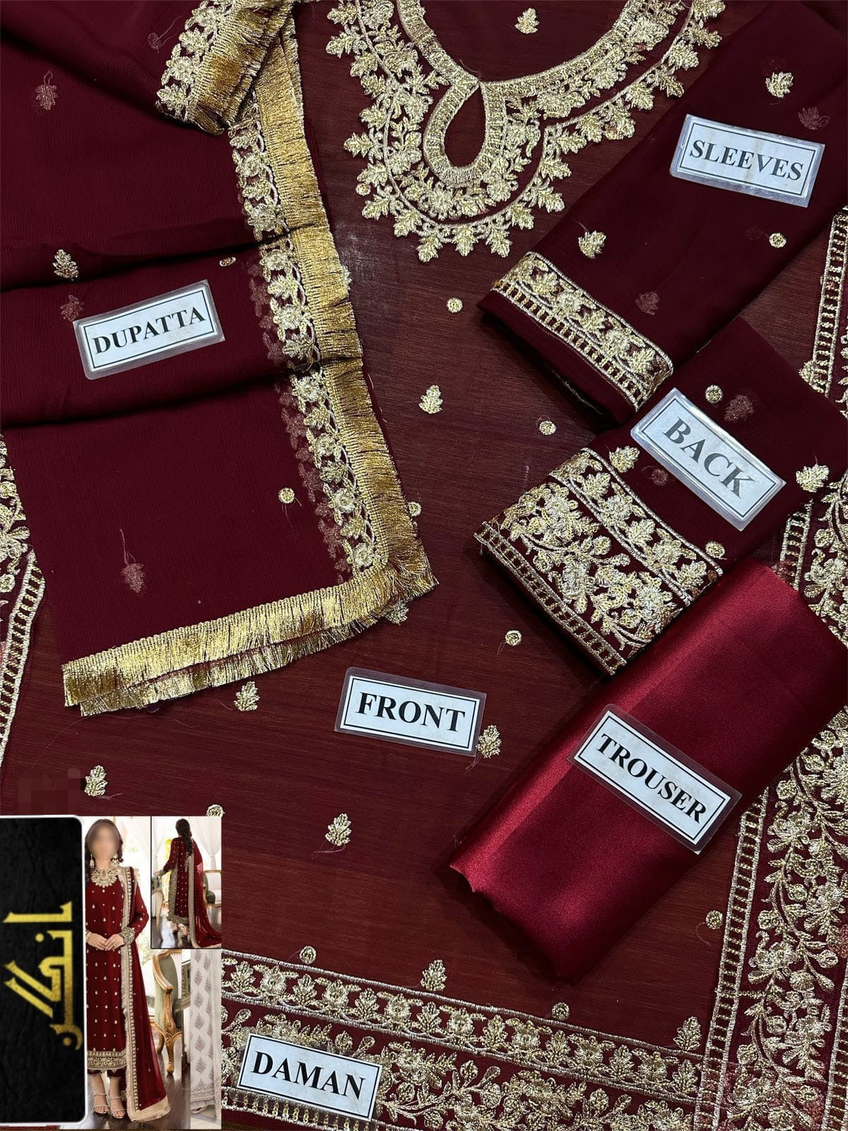 ASIM JOFA chiffon embroidered sequence unstitced 3pc