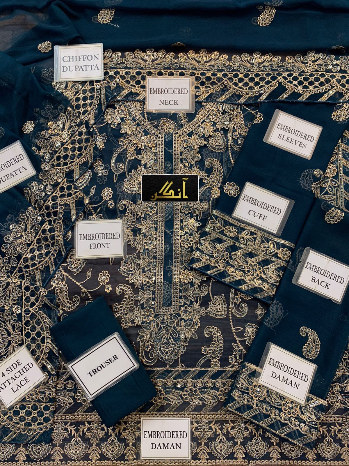 ASIM JOFA chiffon embroidered sequence unstitced 3pc