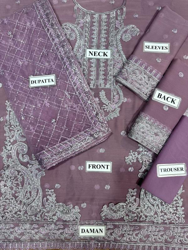 ASIM JOFA chiffon embroidered sequence unstitced 3pc