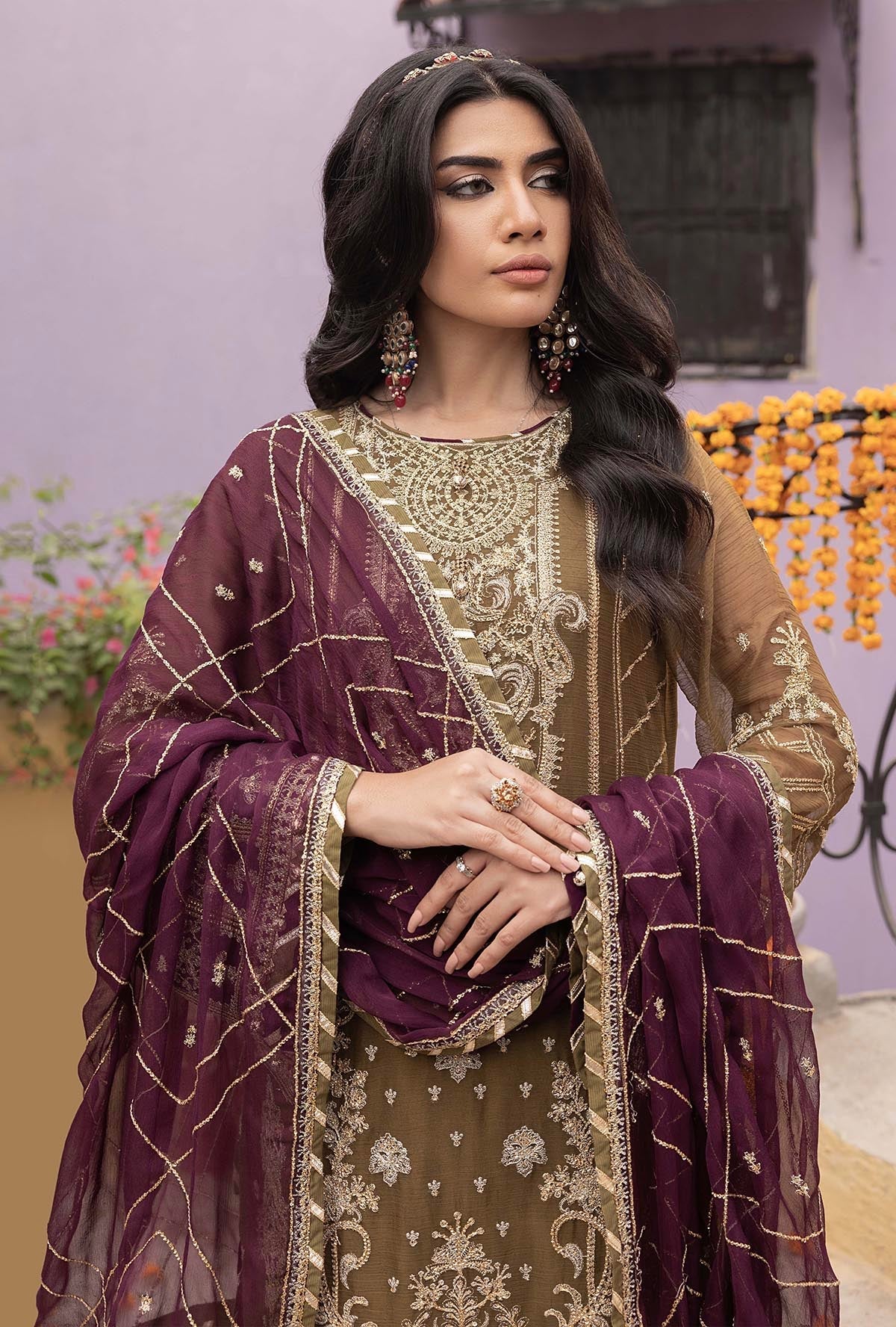 ADAN LIBAS chiffon embroidered sequence luxury unstitched 3pc