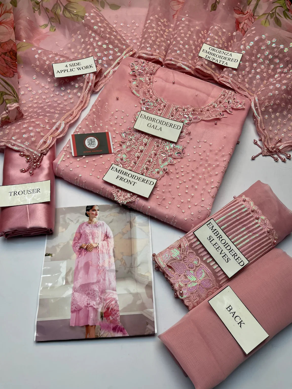 BAROQUE organza embroidered hand embellished luxury unstitched 3pc