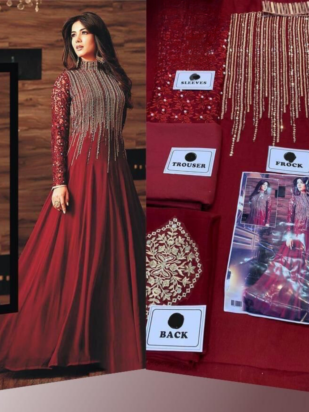 INDIAN MAXI chiffon embroidered & sequence luxury unstiched 3pc