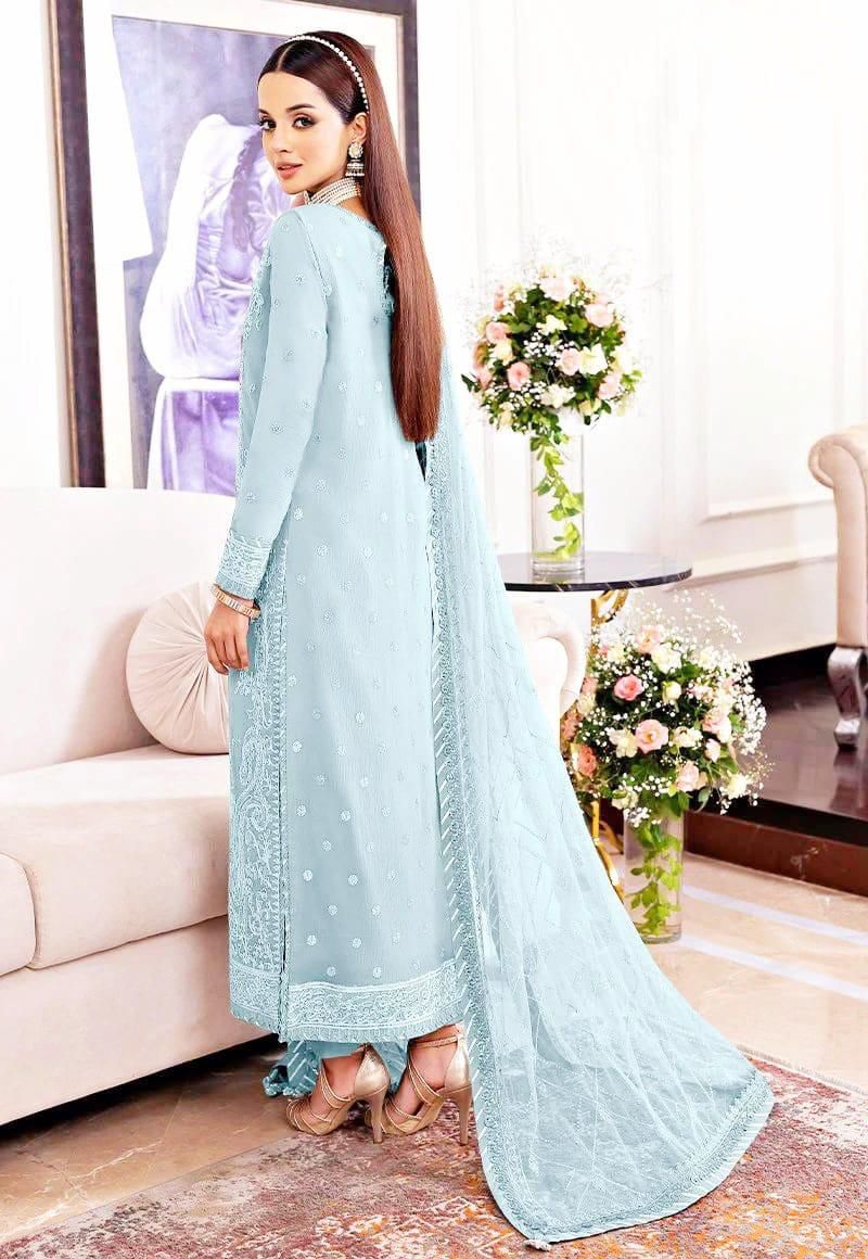ASIM JOFA chiffon embroidered sequence unstitced 3pc