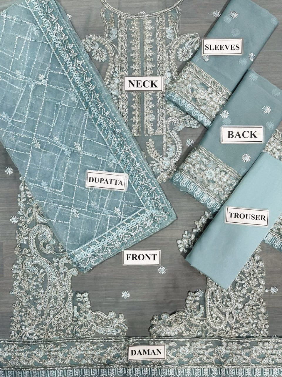 ASIM JOFA chiffon embroidered sequence unstitced 3pc