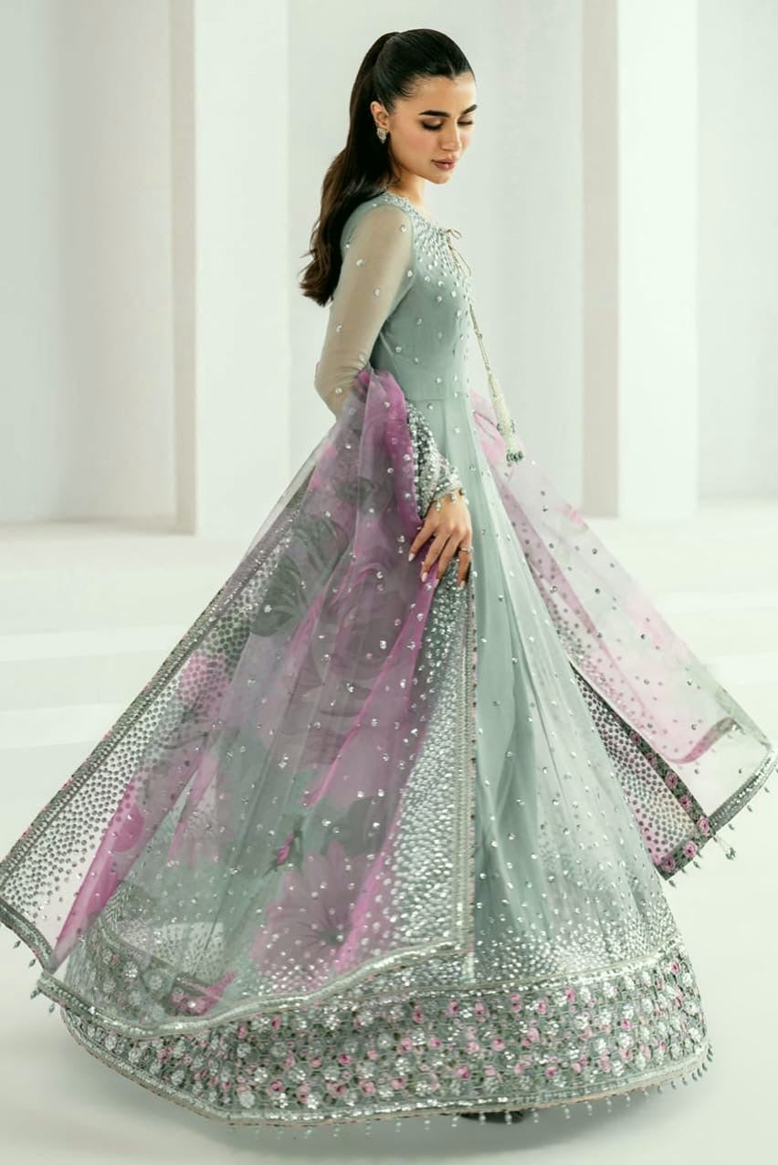 JAZMIN maxi chiffon embroidered sequence luxury unstitched 3pc✓