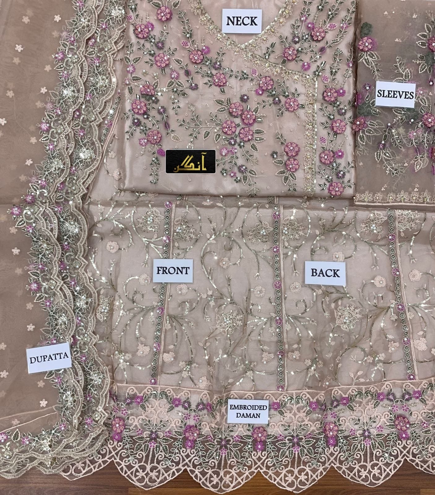 MARIA.B organza embroidered hand emblished luxury unstitched maxi 3pc