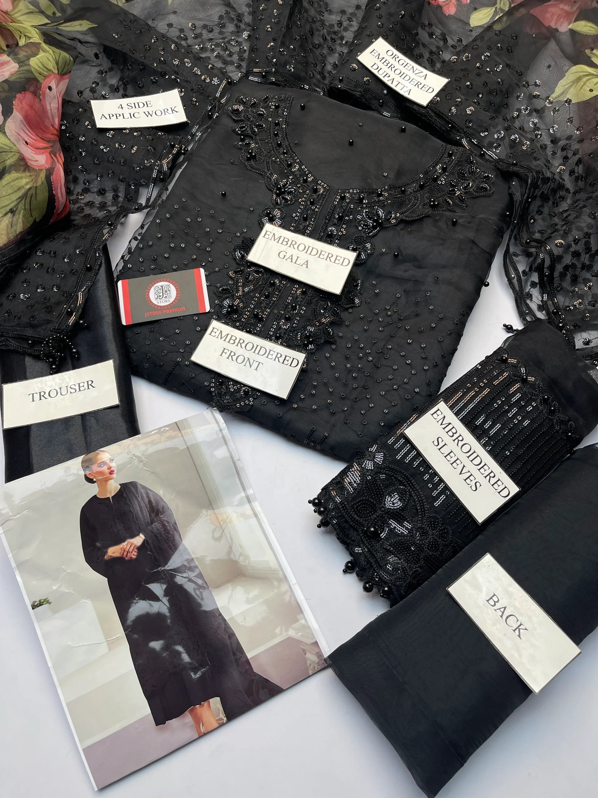 BAROQUE organza embroidered hand embellished luxury unstitched 3pc