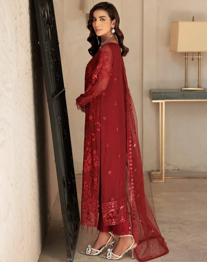 EMAN ADEEL ORGANZA EMBROIDERED WEDDING UNSTITCHED 3PC