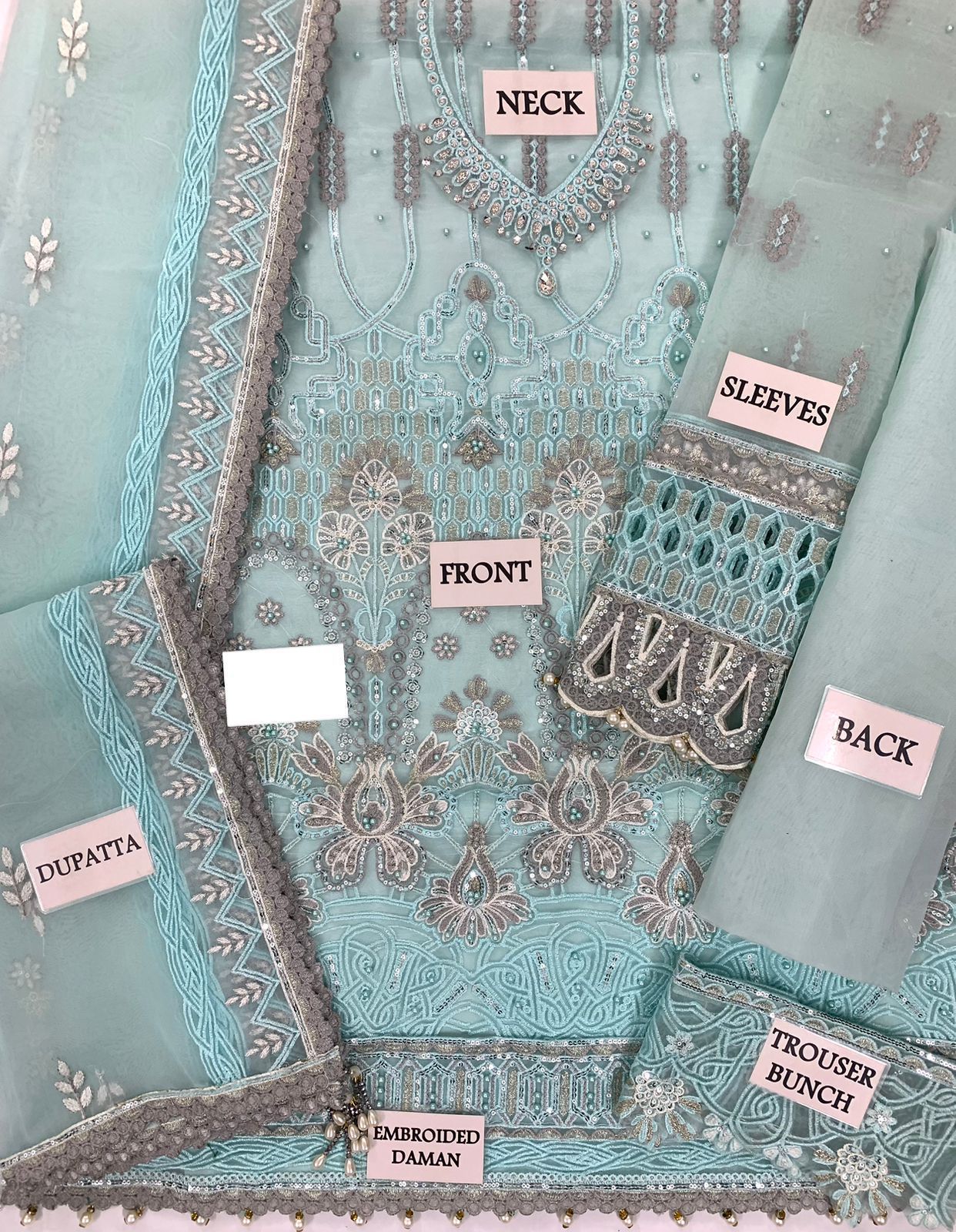 FLOSSIE ORGANZA EMBROIDERED WEDDING UNSTITCHED 3PC