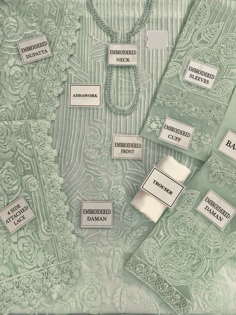 MARIA.B ORGANZA EMBROIDERED WEDDING UNSTITCHED 4PC ✓