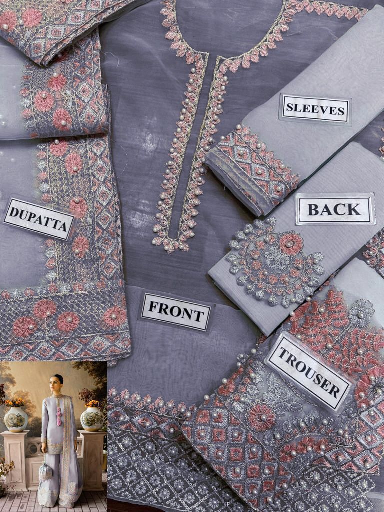 LAAM ORGANZA EMBROIDERED UNSTITCHED 3PC