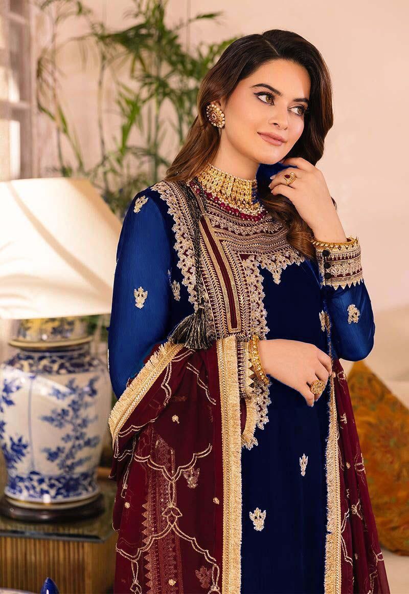 ASIM JOFA CHIFFON WEDDING EMBROIDERED UNSTITCHED 3PC