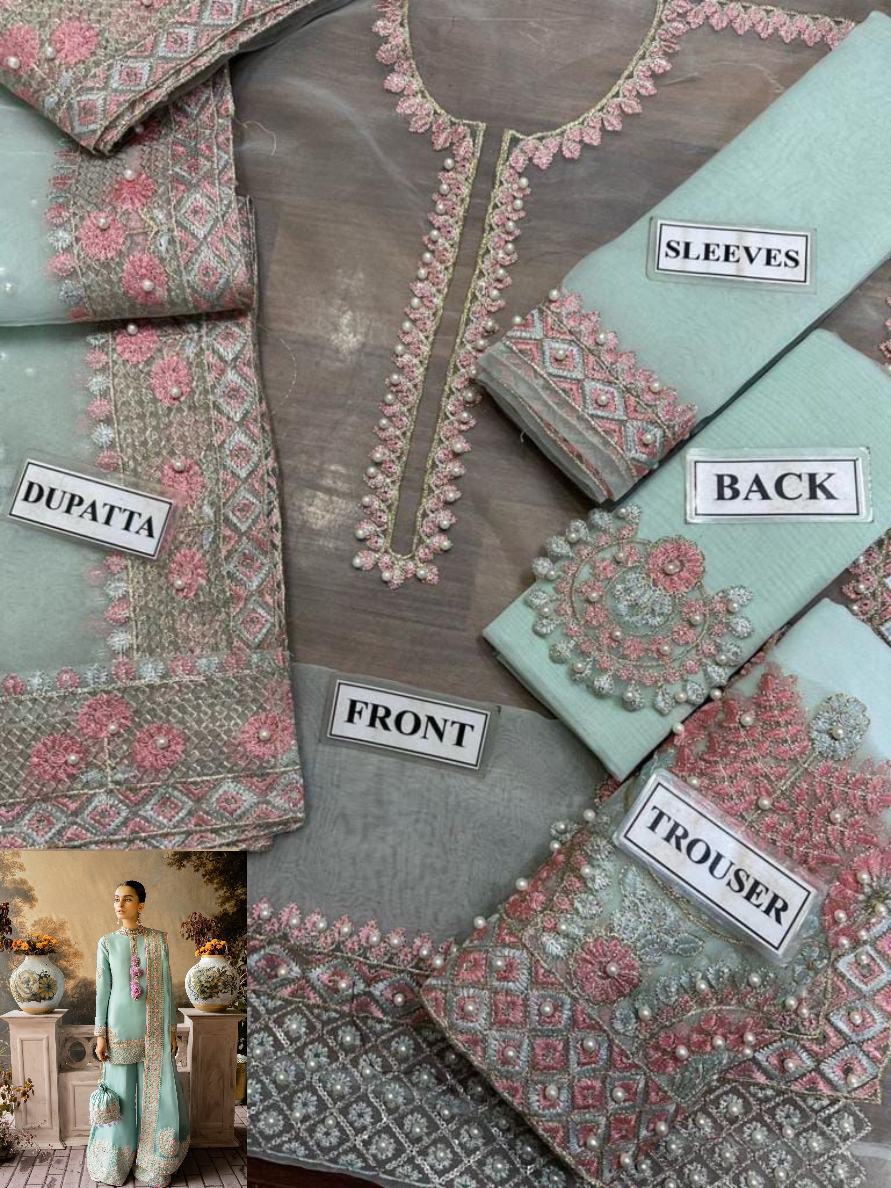 LAAM ORGANZA EMBROIDERED UNSTICHED 3PC