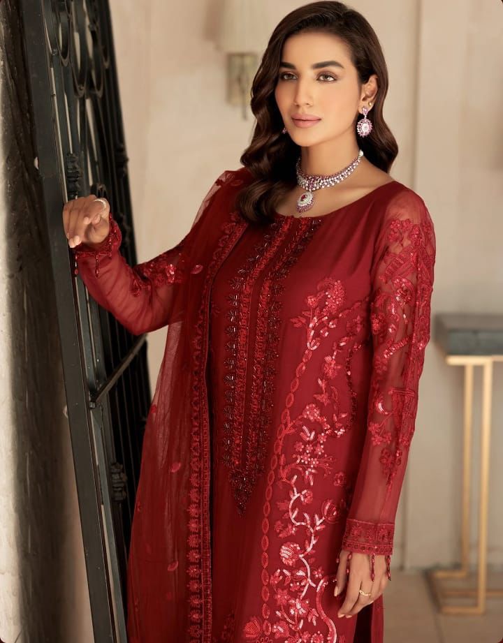 EMAN ADEEL ORGANZA EMBROIDERED WEDDING UNSTITCHED 3PC
