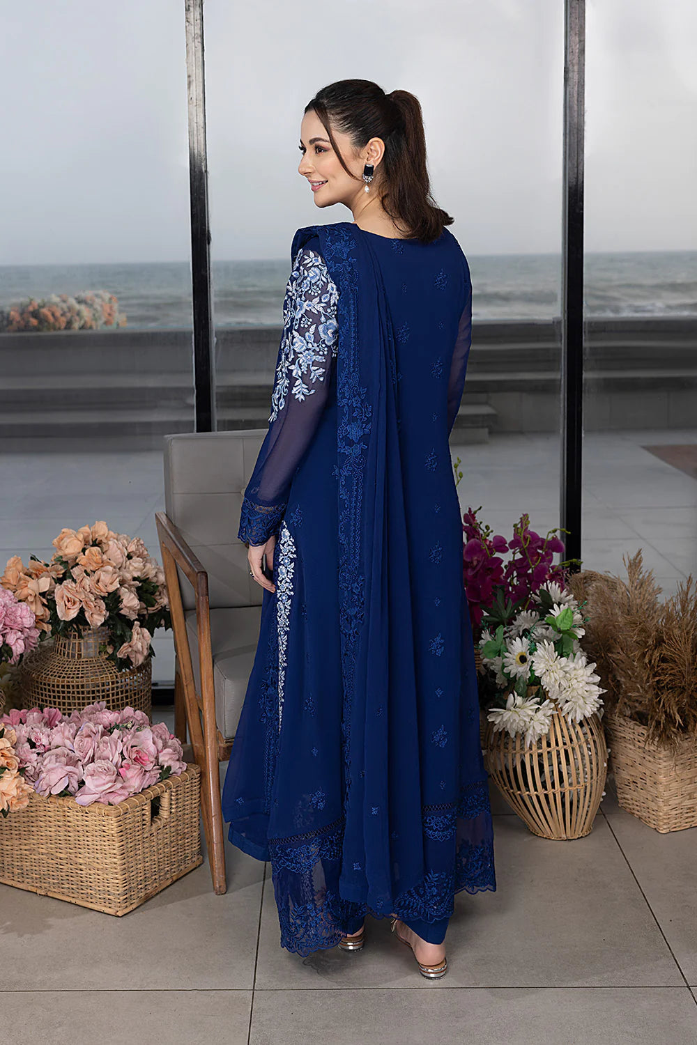 AZURE EMBROIDERED UNSTITCHED CHIFFON 3pc