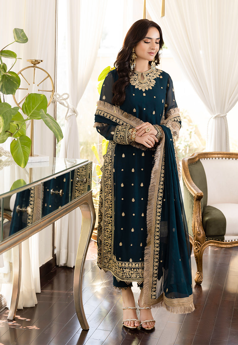 ASIM JOFA CHIFFON WEDDING EMBROIDERED UNSTITCHED 3PC