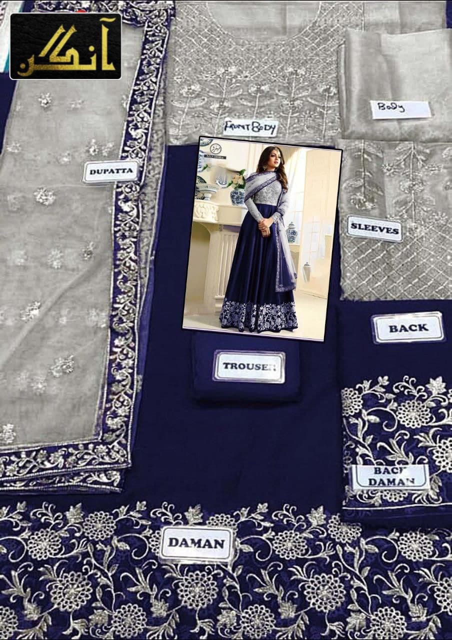 INDIAN MAXI CHIFFON EMBROIDERED UNSTITCHED 3PC